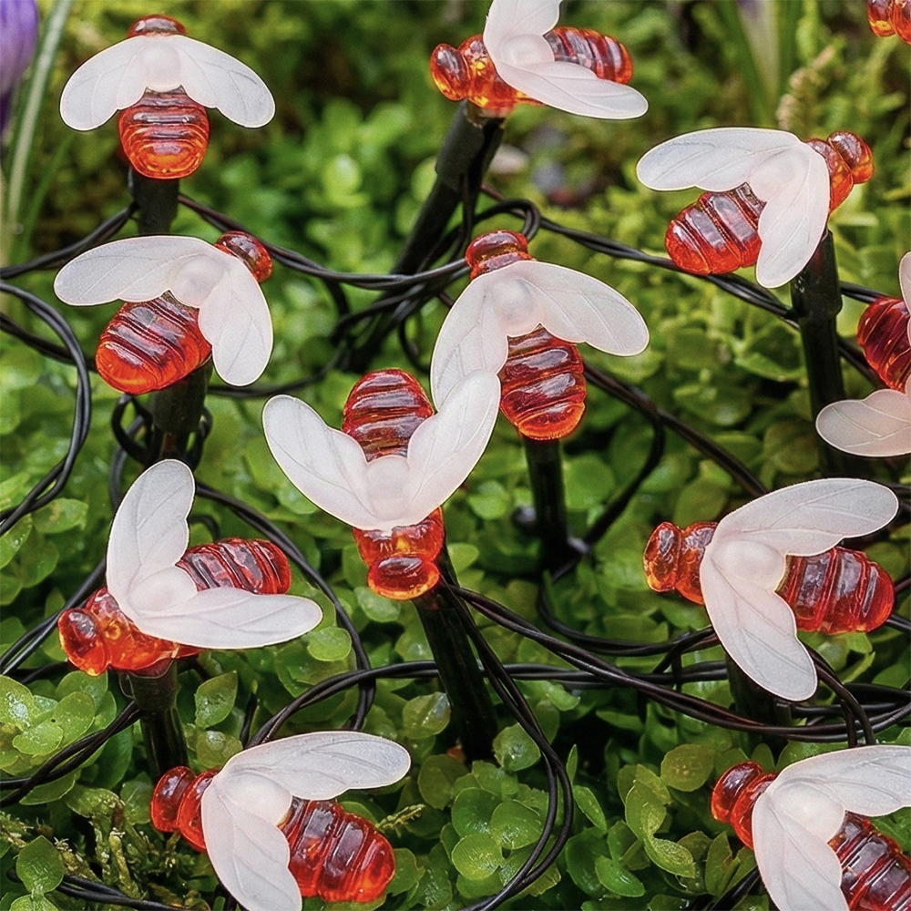 INBLOOM Гирлянда на солн.батарее, 25LED, 7м, шампань, 2 реж, пчелка, ПВХ зел, 2V80mA, 1.2V600mAh - #7