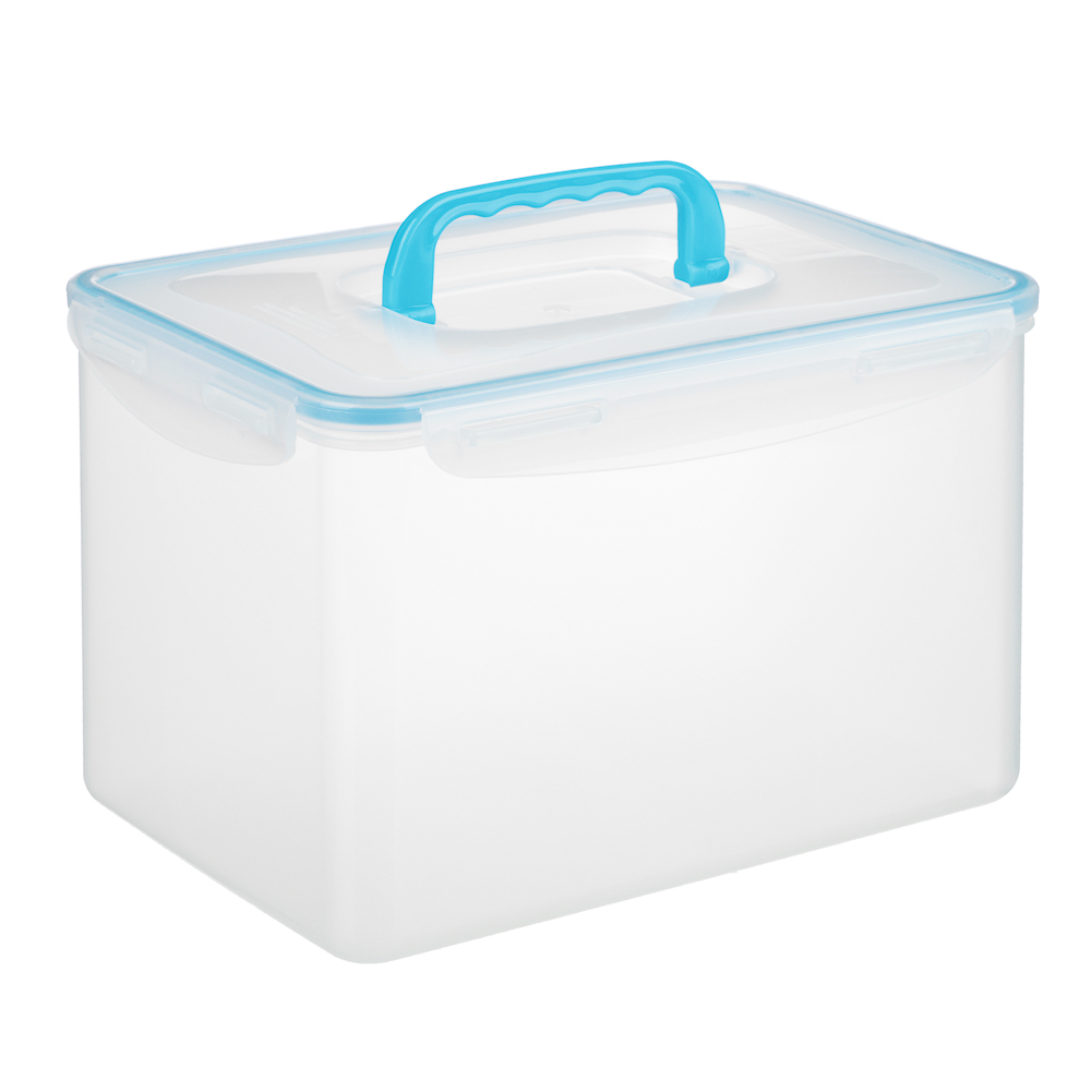 Контейнер герметичный с защелками с ручкой 4,5л, прозрачная крышка, пластик - #1