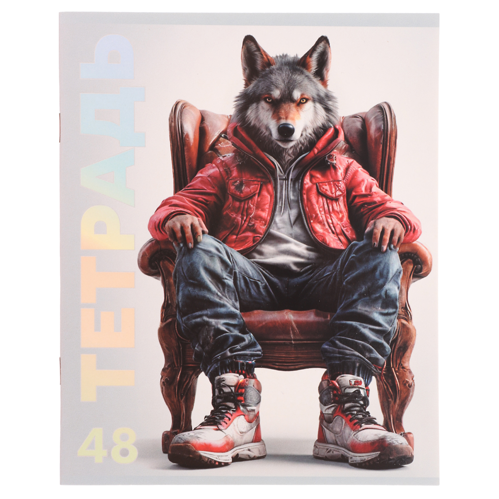 ClipStudio Тетрадь 48л. в клетку, офсет, обл. мел.картон, скрепка, выб лак, "Звери в креслах" 4 диз. - #2