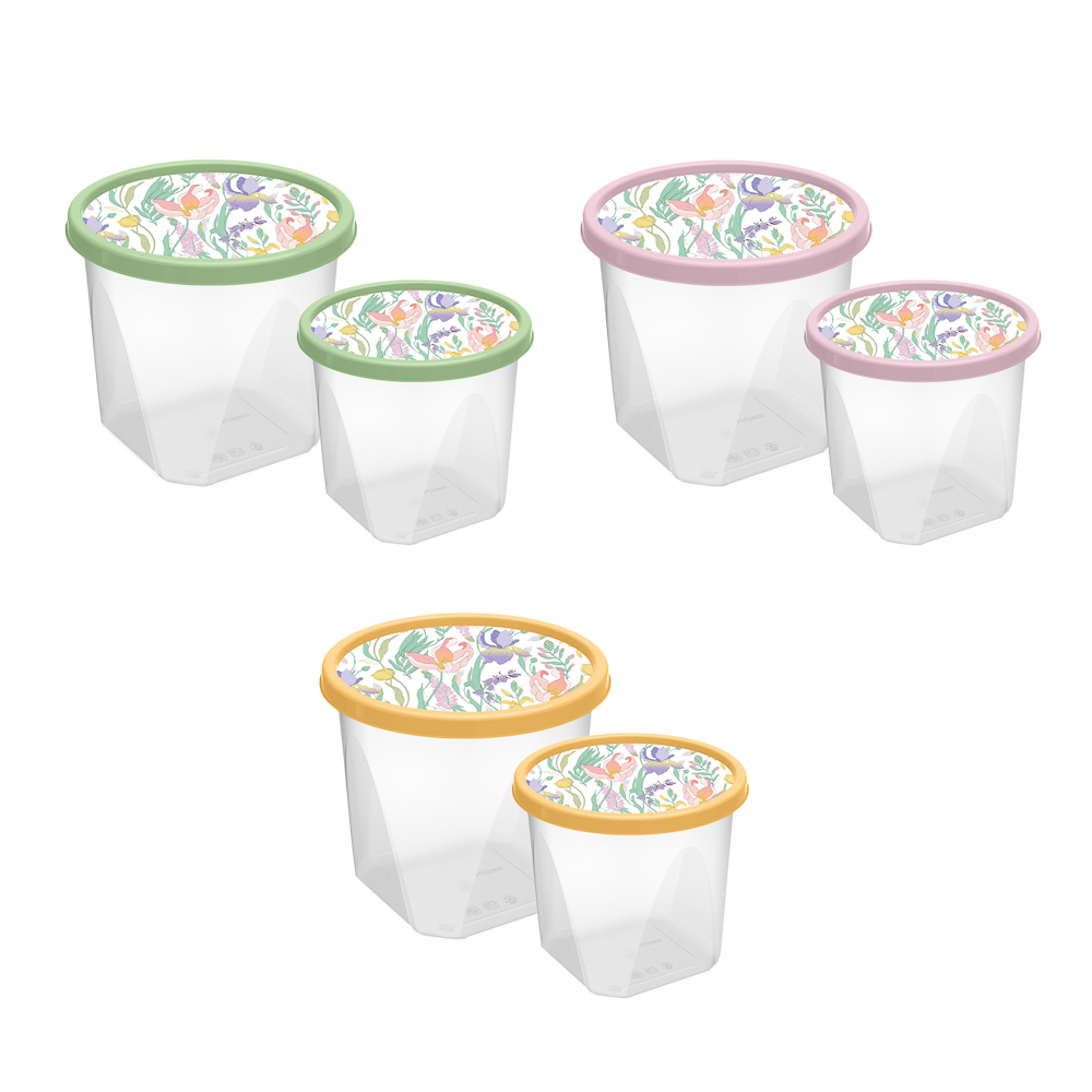 Ботаника Набор контейнеров круглых 0,6л+1,0л, пластик, 3 цвета - #1