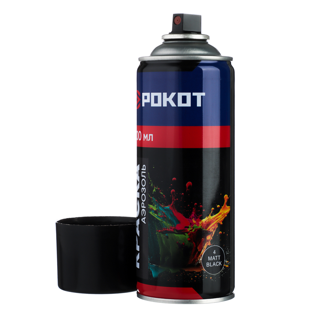 РОКОТ Краска аэрозоль 400мл, черная, матовая - #2