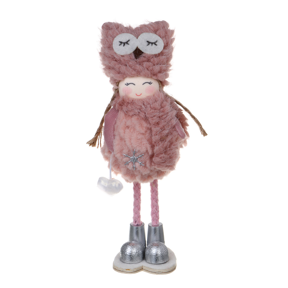 СНОУ БУМ Сувенир Девочка 5x5x15 см, полиэстер, коричневый, розовый, 2 вида - #1