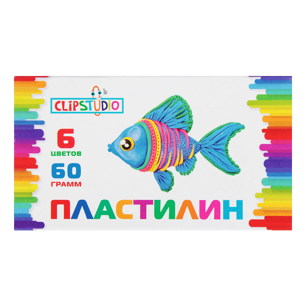 Пластилин 6цв. ClipStudio 60 грамм, в картонном выдвижном пенале - #2