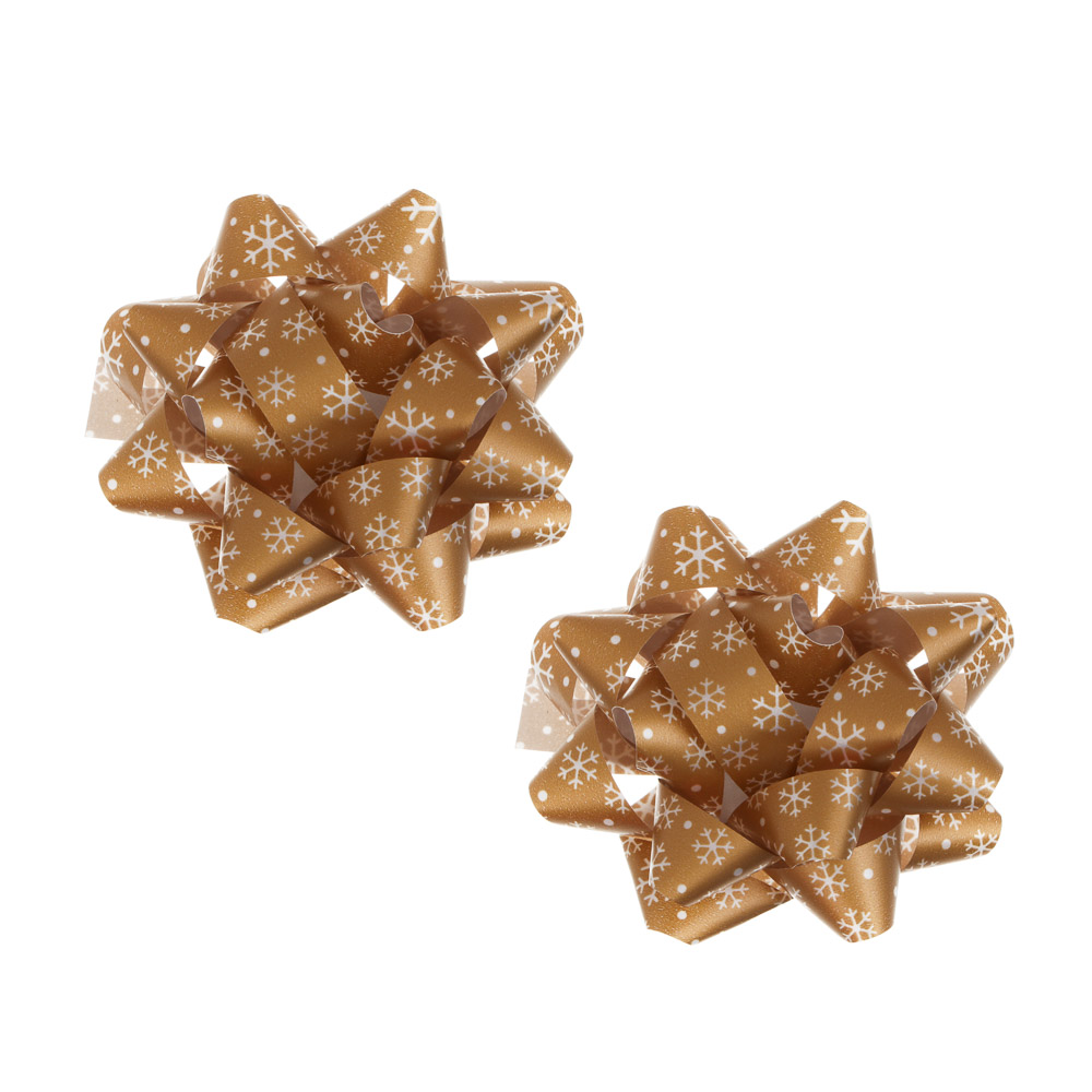 Набор бантов тм СНОУ БУМ принт снежинки, 10 см, 2 шт на подложке, ПП, 3 диз. - #2