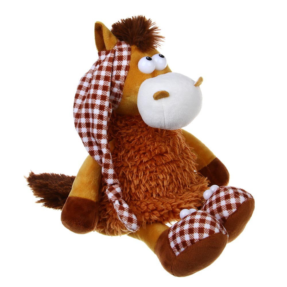 СНОУ БУМ Мягкий сувенир Лошадка в колпаке 20 см, полиэстер - #2