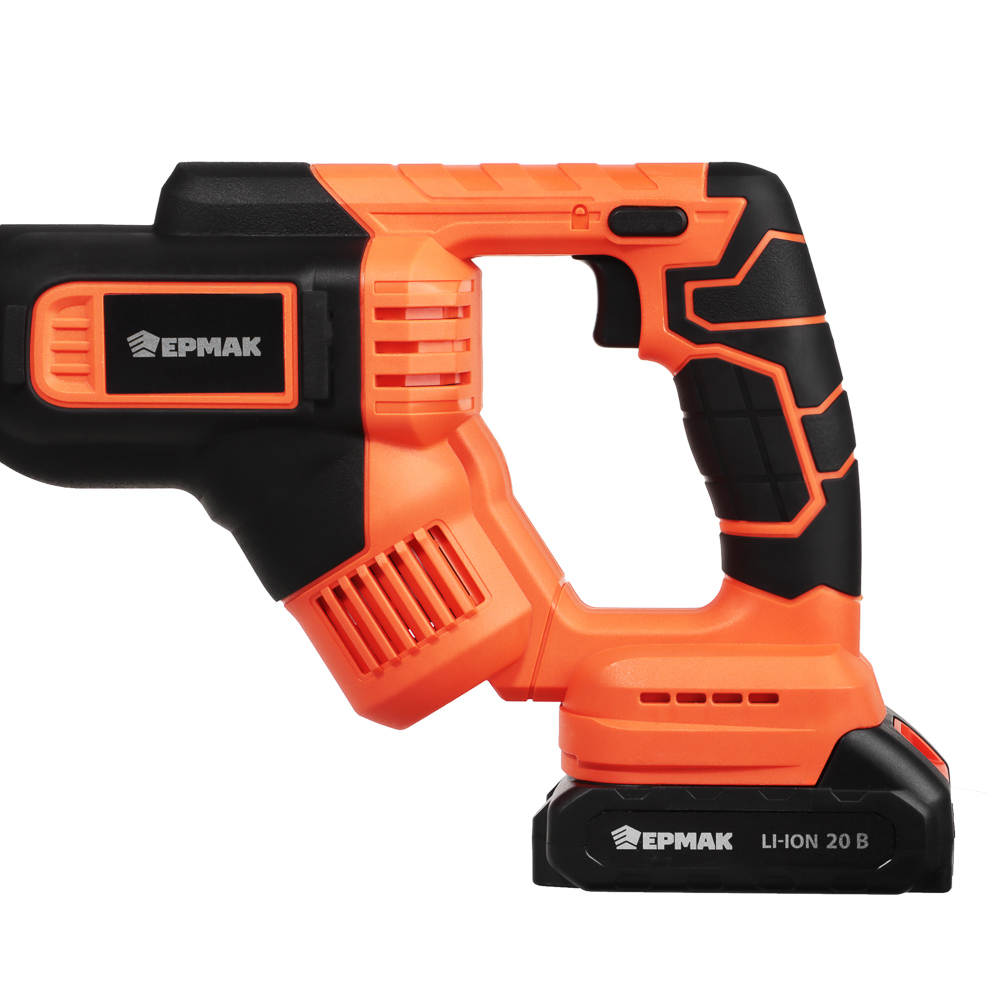 ЕРМАК Пила сабельная на АКБ 20В, 2,0А Li-ion (1шт) з/у, 0-3000 ход/мин, 150мм глуб,реза дер, (ONE) - #5