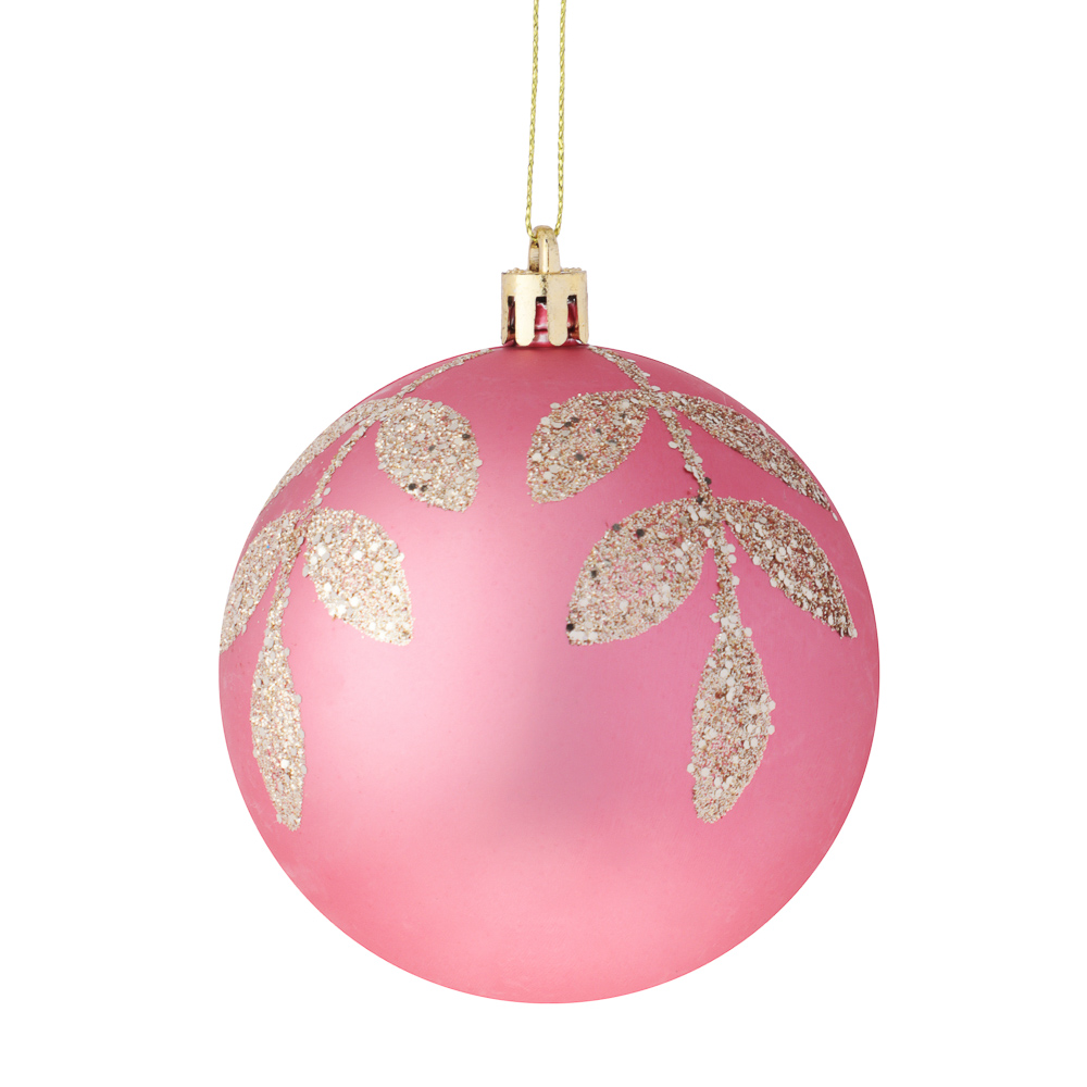 СНОУ БУМ Набор шаров 8 см, 4 шт, винный, пластик, глиттер, 26-180 - #2