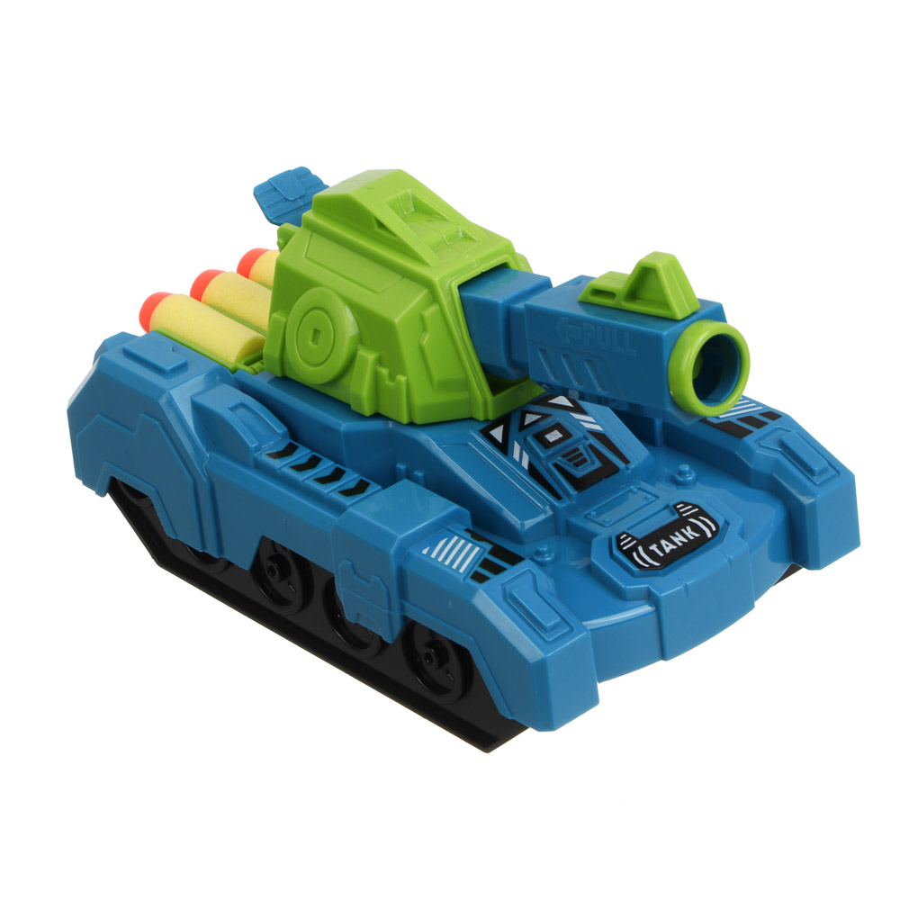 ИГРОЛЕНД Танк инерционный, стреляет мягкими пулями, трещотка, АБС-пластик, ЭВА, 14х8х8 см, 2 дизайна - #1