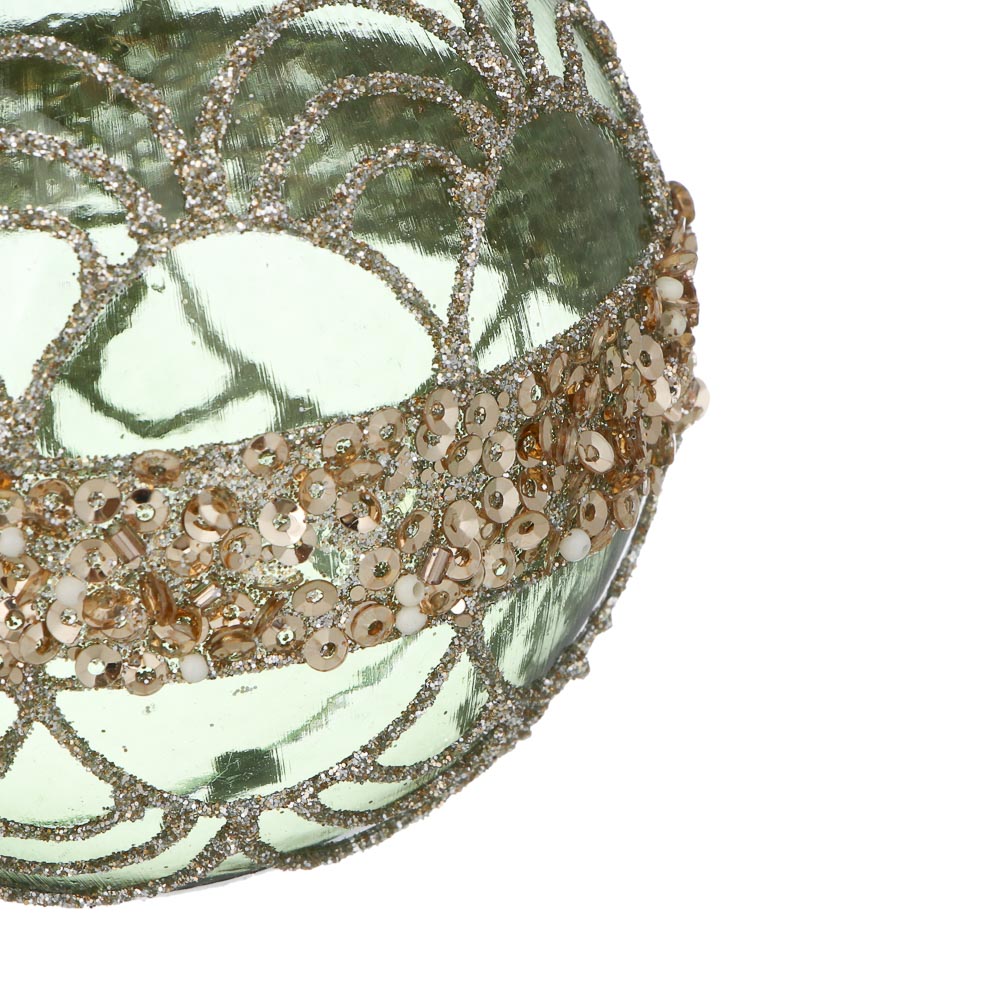 СНОУ БУМ Шар пластик 8 см, зеленый, прозрачный с узором - #3