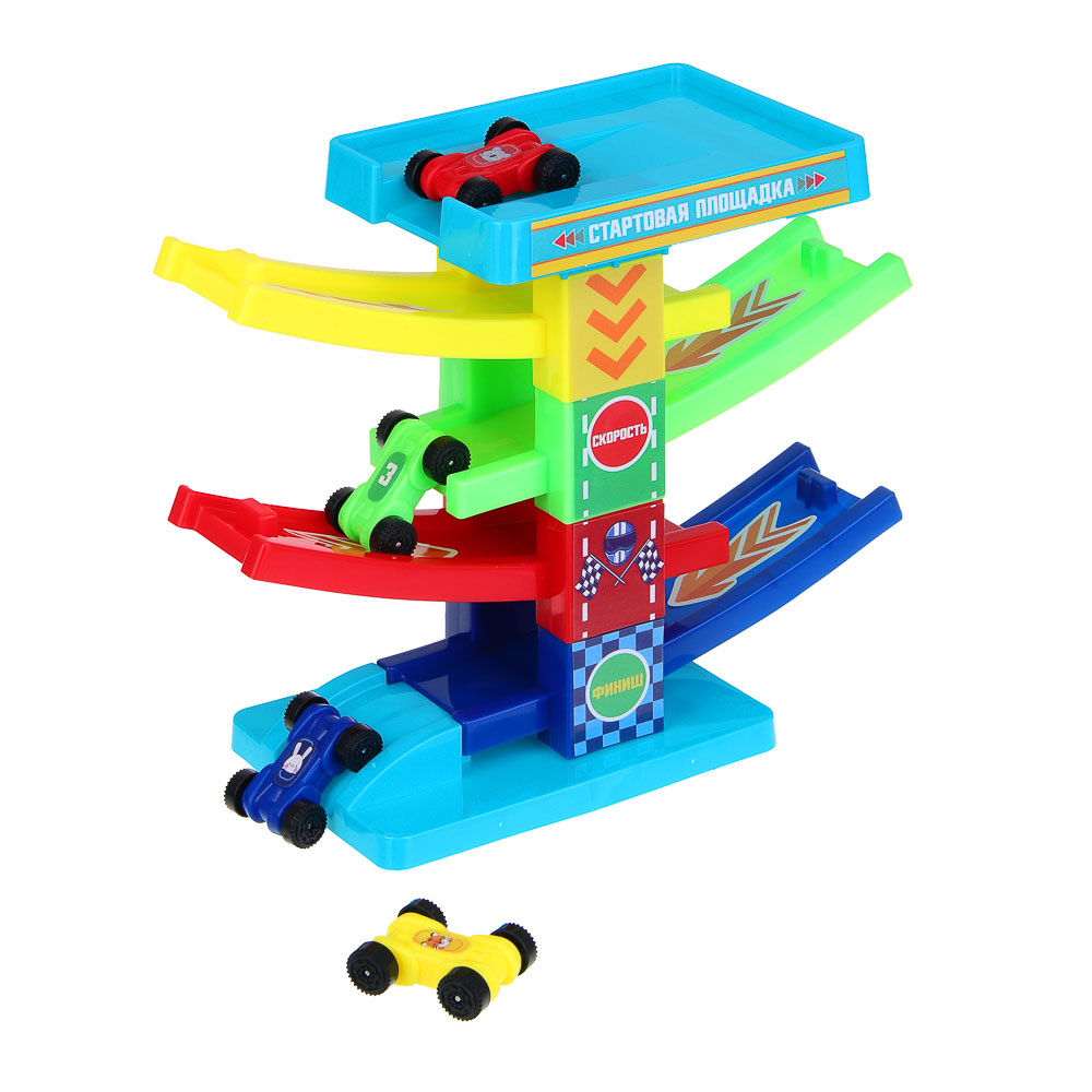 ИГРОЛЕНД Автотрек "Гонки", пластик, 4 машинки, 21,5х22х5 см - #9