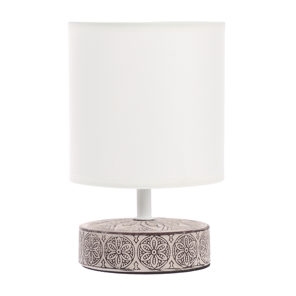 BY Светильник переносной настольный Перей, 40Вт, 20,5 см, E14, 230В, керамика,текстиль,белый/бежевый - #1