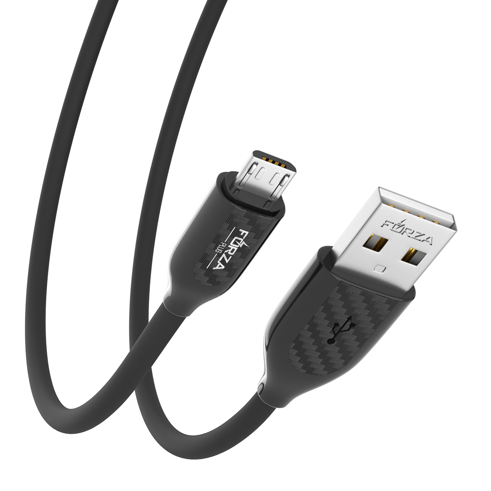 FORZA Кабель для зарядки Карбон microUSB, 1м, Быстрая зарядка 2.4А, 12W, прорезиненный, 3 цвета - #14