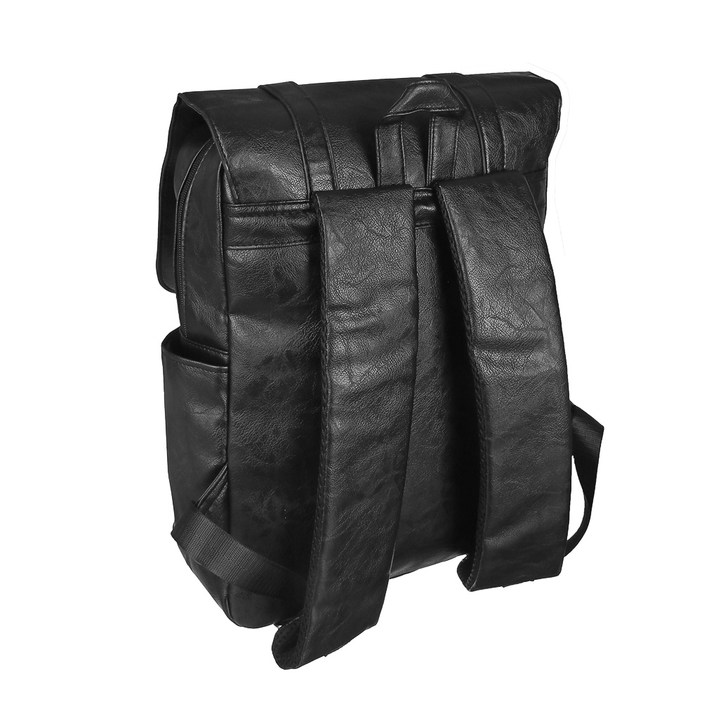Рюкзак универсальный 38x29x10,5см, 1 отд., 4 карм., клапан на 2х магнитах, пряжки, иск.кожа, черный - #3