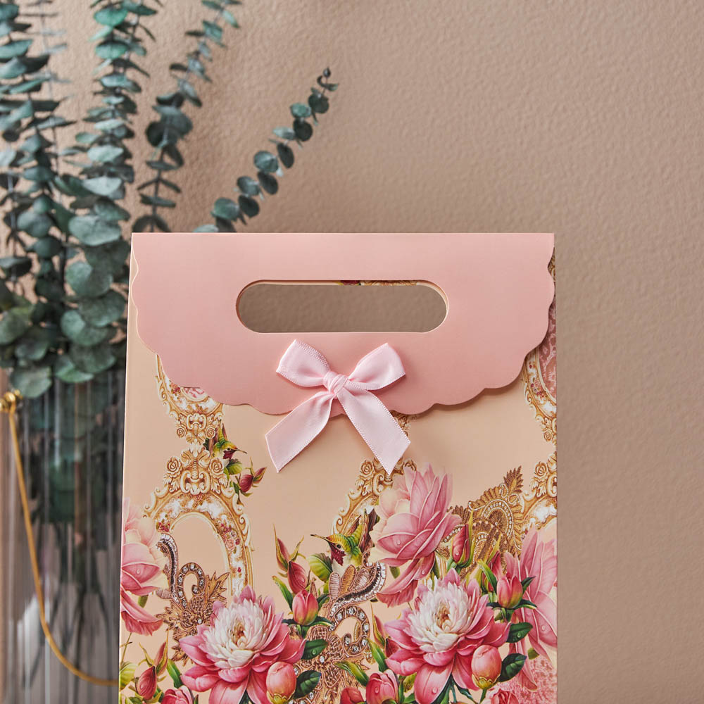 LADECOR Пакет-конверт, подарочный, с бантом, бумажный, 19x9x27 см, 4 дизайна, цветочный принт - #9