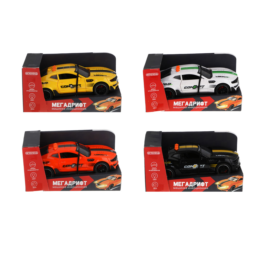 ИГРОЛЕНД Машина инерционная "Мега дрифт", свет, звук, 3хAG13, ABS, 17,2х7,2х5,3 см, 4 дизайна - #3