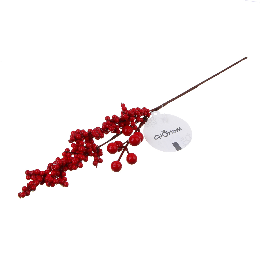 СНОУ БУМ Веточка с красными ягодами 37 см, пенопласт, металл - #5