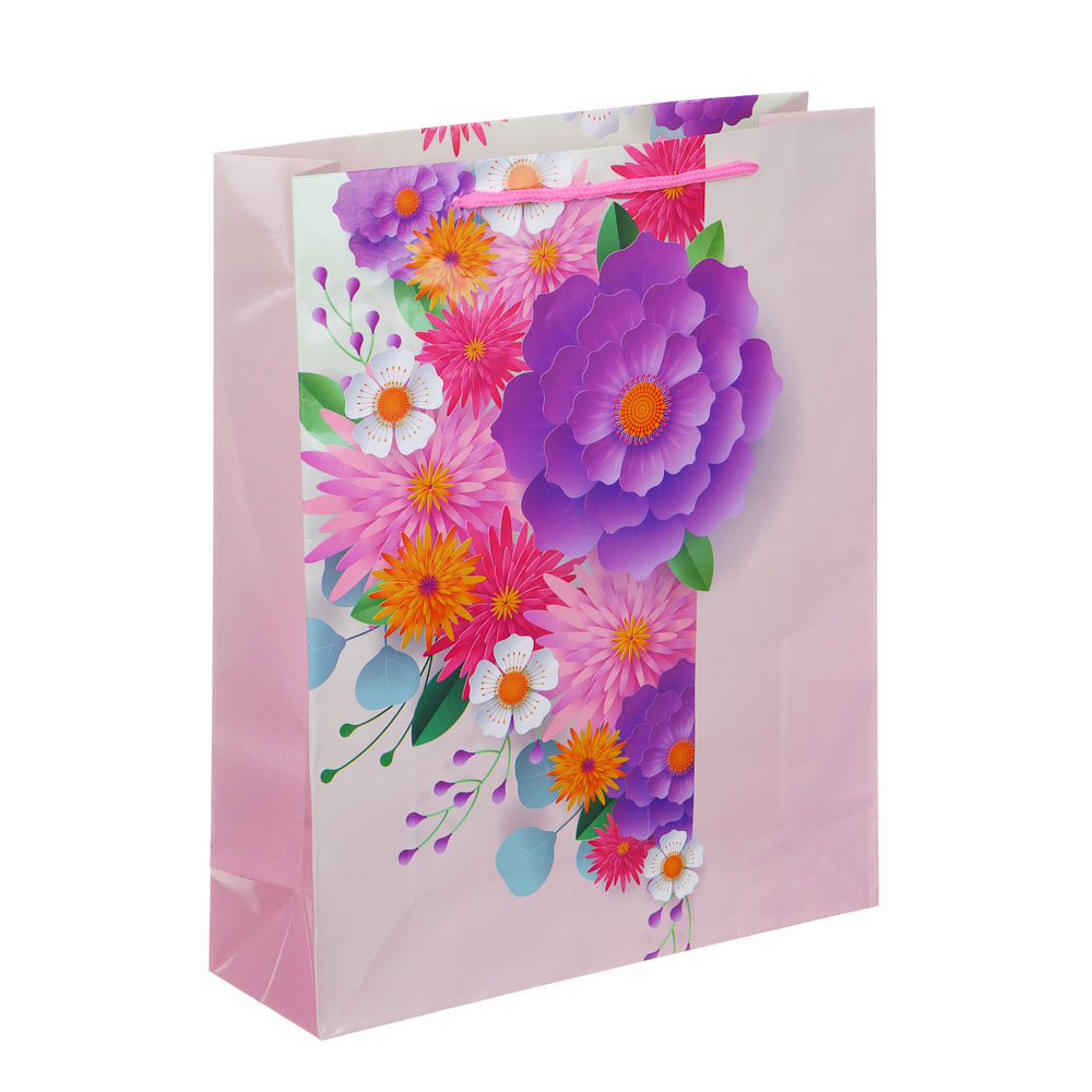 LADECOR Пакет подарочный бумажный, 26x32x9 см, 4 дизайна, Цветочный узор, арт 1 - #2