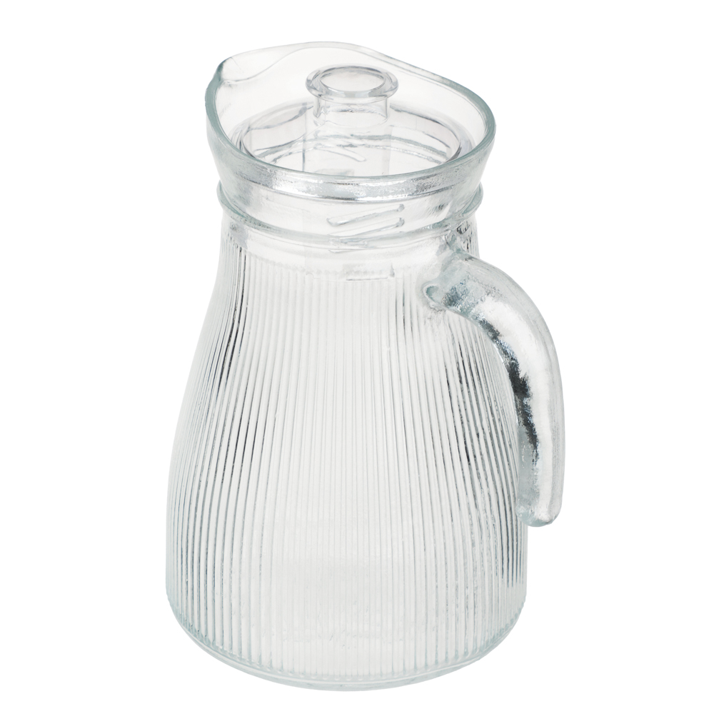 MILLIMI Кувшин для воды 1.2 л, стекло, крышка пластик, рифленый - #3