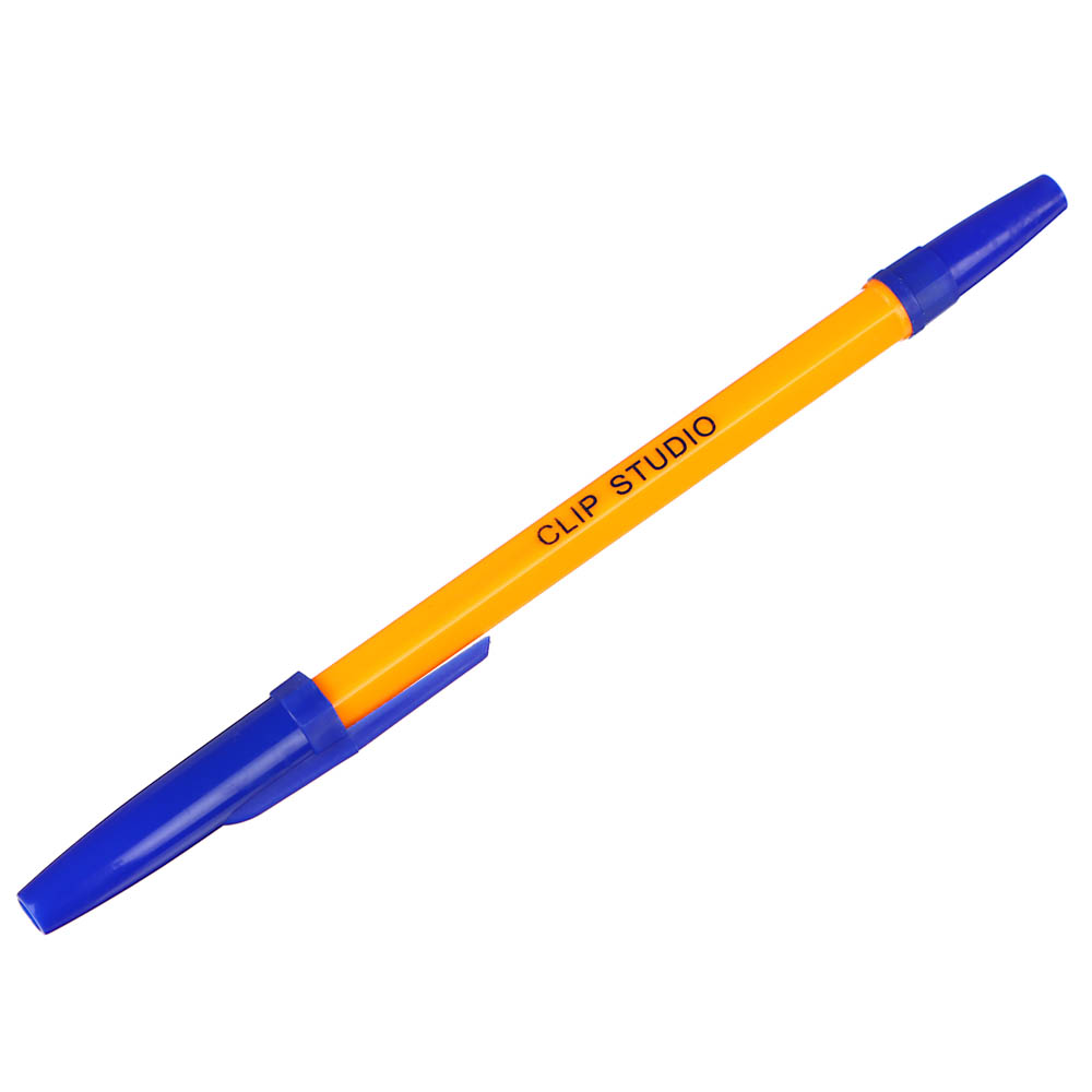Ручка шариковая ClipStudio 0,7 мм, синяя, жёлтый корпус - #4