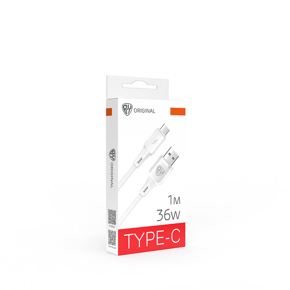 Кабель для зарядки USB(A)-Type C BY Twist, 36Вт, 1 м, 3A, гибкий силикон, белый - #2