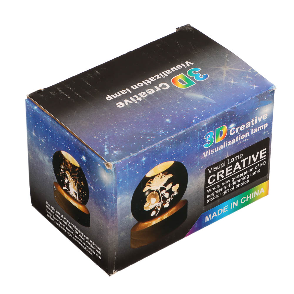 Светильник-ночник BY Галактика, 3W, USB, D8 см, стекло, дерево, прозрачный - #2