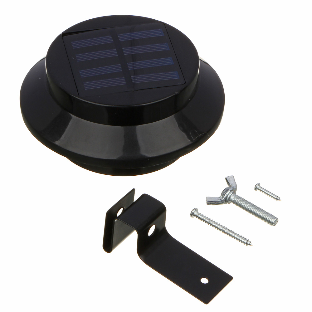 INBLOOM Фонарь на солн.батарее черный, d11.5x5.5см, 3LED*белый, 1x1.2V NI-MH АА 600 mAh, металл - #2