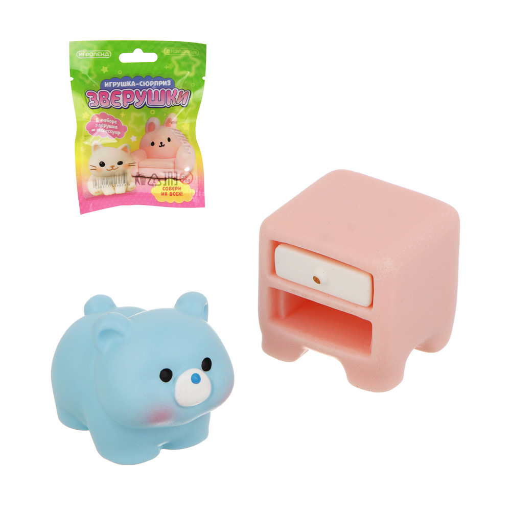 Игрушка сюрприз "Зверушки" с аксессуаром, ИГРОЛЕНД, полистоун, 9х12 см, 10-12 видов - #1