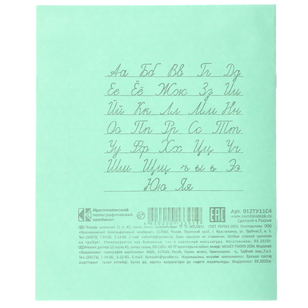 ClipStudio Тетрадь школьная 12л. в линейку косую, БЕЛЫЕ ЛИСТЫ, скрепка, зеленая обл. - #4