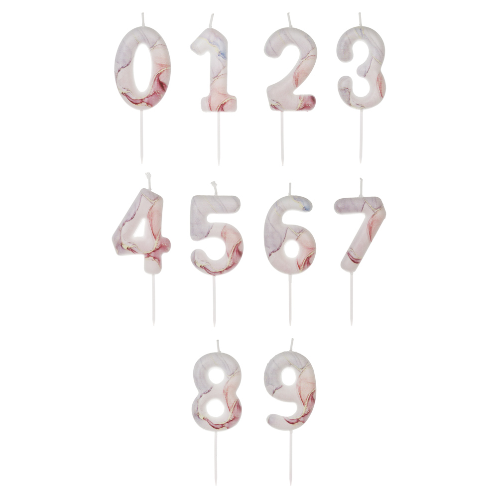 Свеча для торта тм Fntastic, 6 см, в форме цифр (0-9), мраморная, парафин - #1
