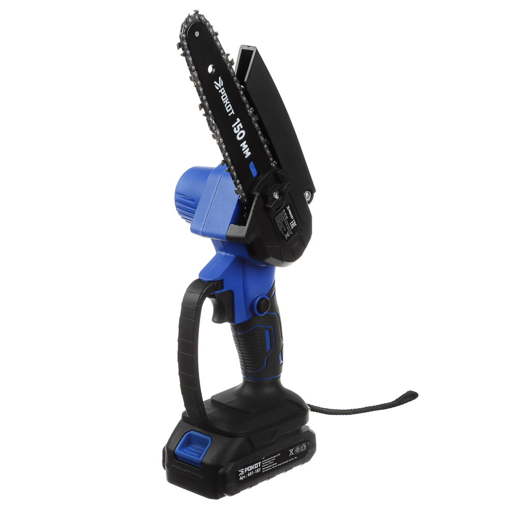 РОКОТ Электропила аккумуляторная, 2АКБ, шина 150мм, 2.0 А*ч Li-ion, пластик.кейс - #2