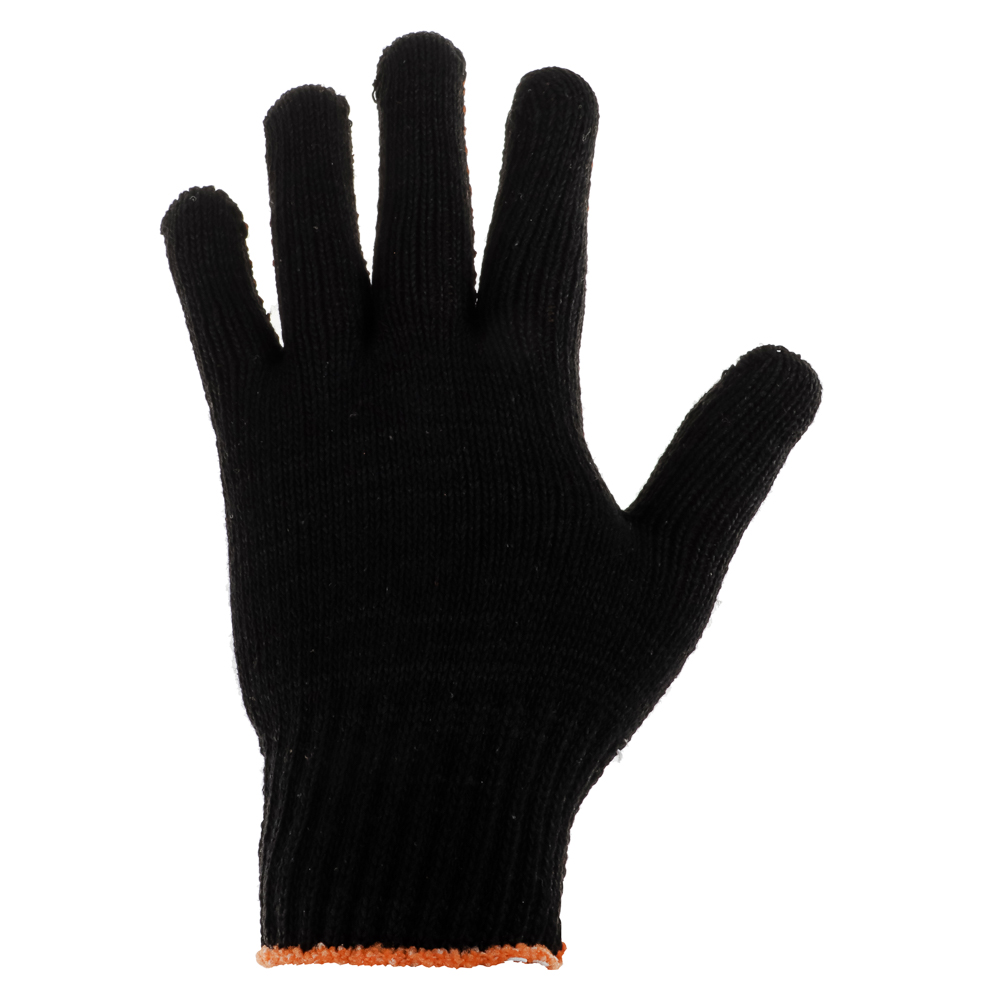 ЕРМАК Перчатки вязаные ЛЮКС х/б с ПВХ напылением, 5 нитей, черные, 62гр, 24см, подвес - #3