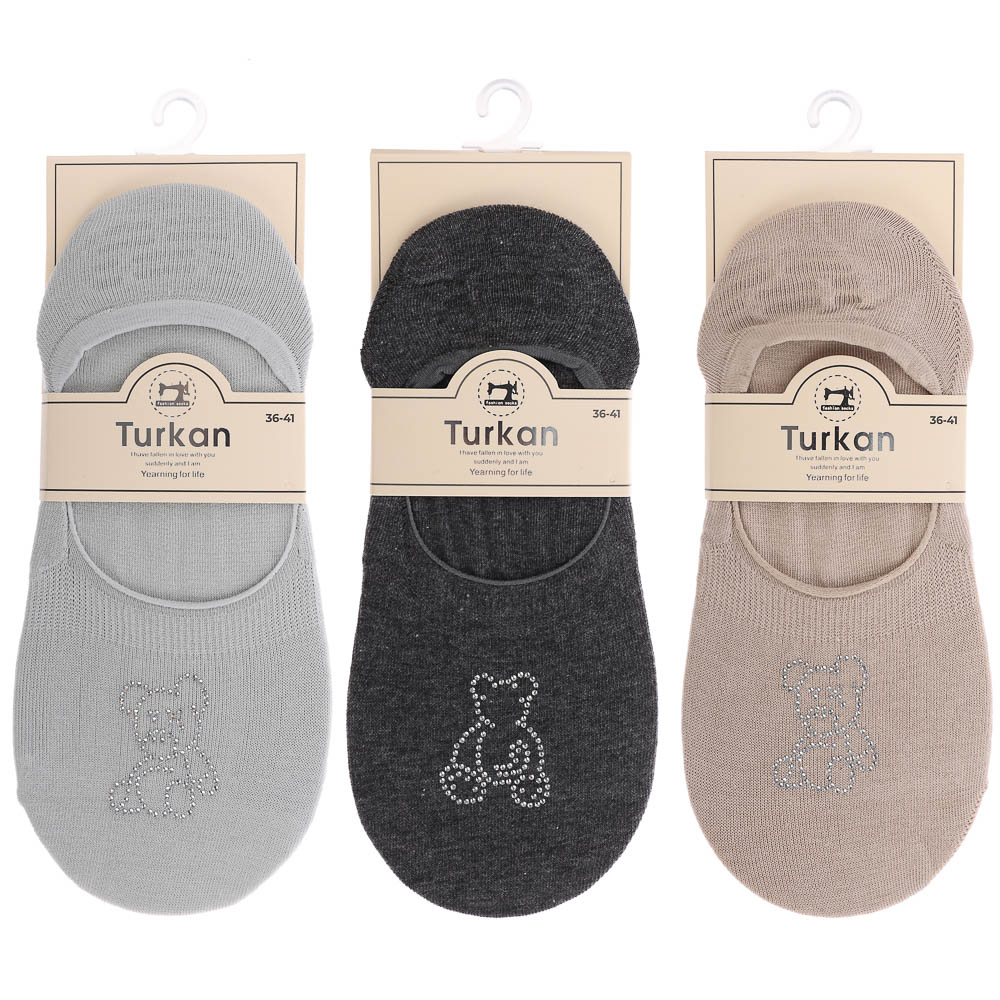 Носки-подследники с рисунком, тм Turkan, р. 36-41, 90%хлопок, 8% п/а, 2%лайкра,цвета в ас-те, РС7611 - #5