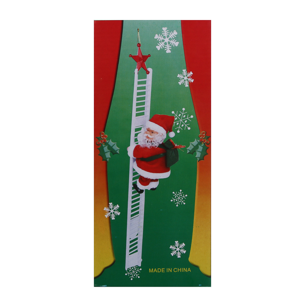 СНОУ БУМ Игрушка новогодняя "Музыкальный Санта", двигается по лестнице, 9х20см, ABS, полиэстер, 2хАА - #6