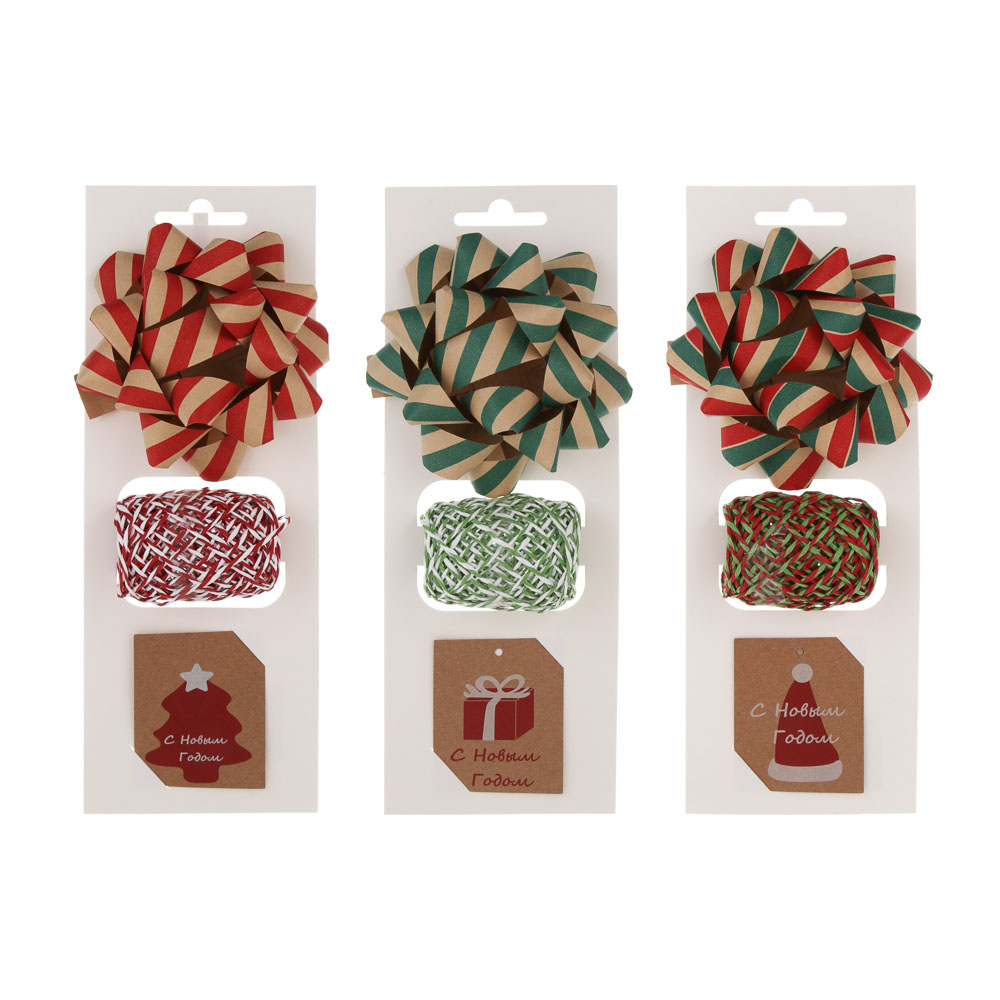 Набор тм СНОУ БУМ на подложке, бант 10 см, лента 10 м, шильд, бумага, 3 диз. - #8