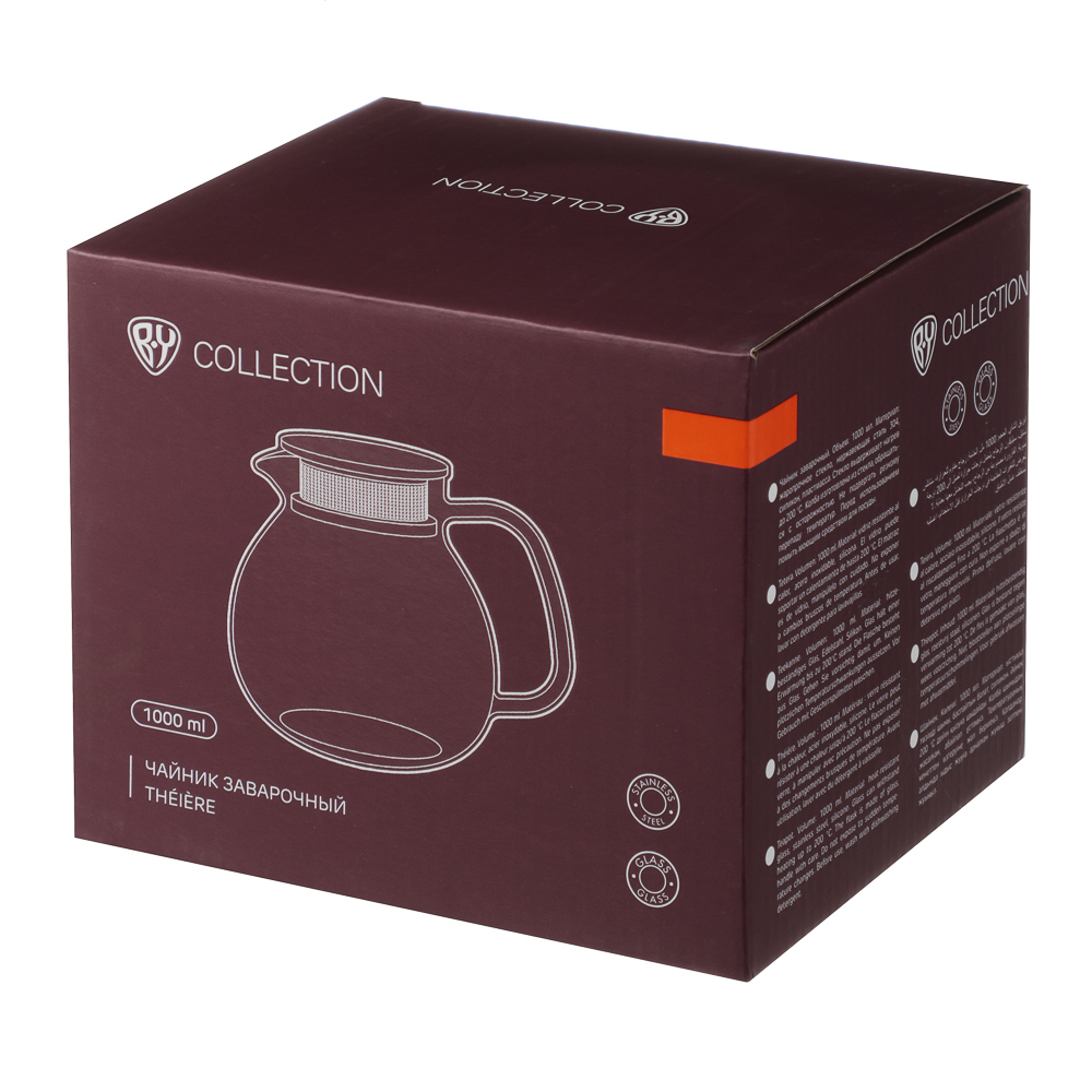 BY COLLECTION Volga Чайник заварочный 1000мл, жаропрочное стекло - #4