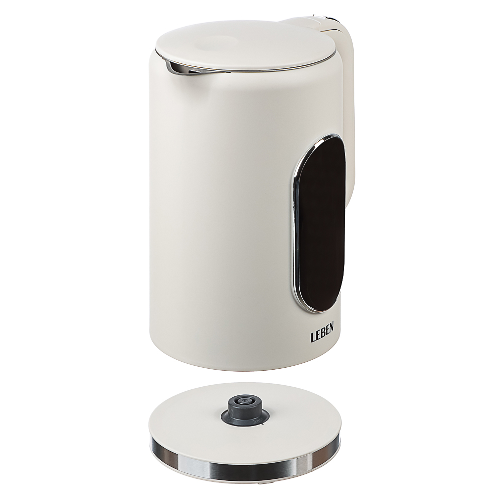 LEBEN Чайник электрический 1,7л двойные стенки пластик/нерж сталь, поддерж.температуры, оливк.и беж. - #3