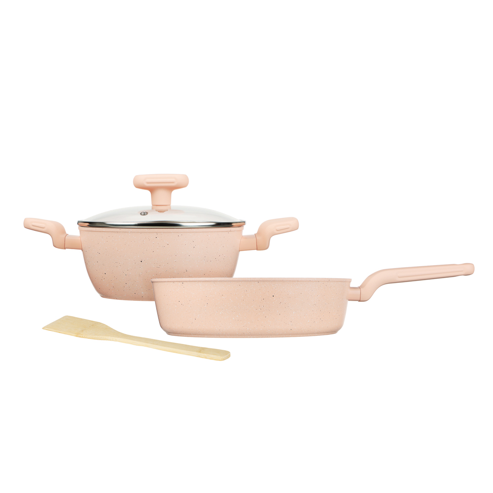 SATOSHI Эмери Набор 4 пр., сотейник 28см, кастрюля+крышка 20см, а/п покр, индукц, бамб. лоп., 3 цв. - #2