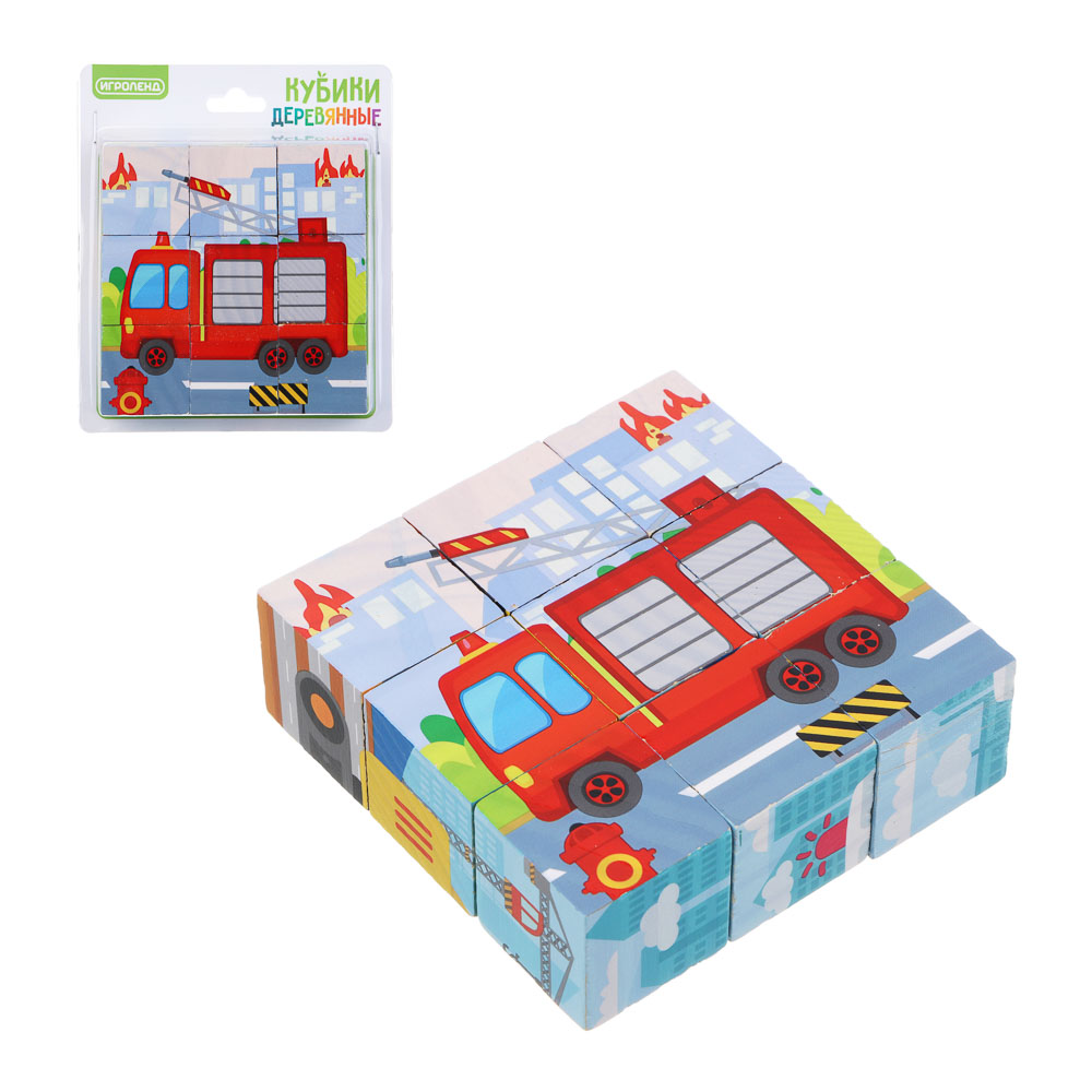 ИГРОЛЕНД Кубики деревянные развивающие для малышей, 13х15см, 4 дизайна, дерево - #1