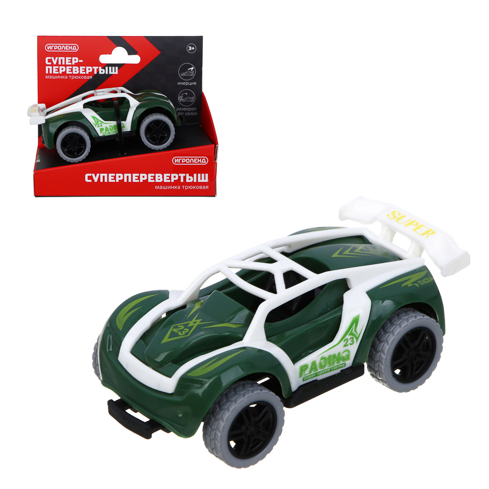 ИГРОЛЕНД Машинка трюковая "Супер перевертыш", инерция, ABS, 10,5х5,5х8,5 см, 8 диз - #1