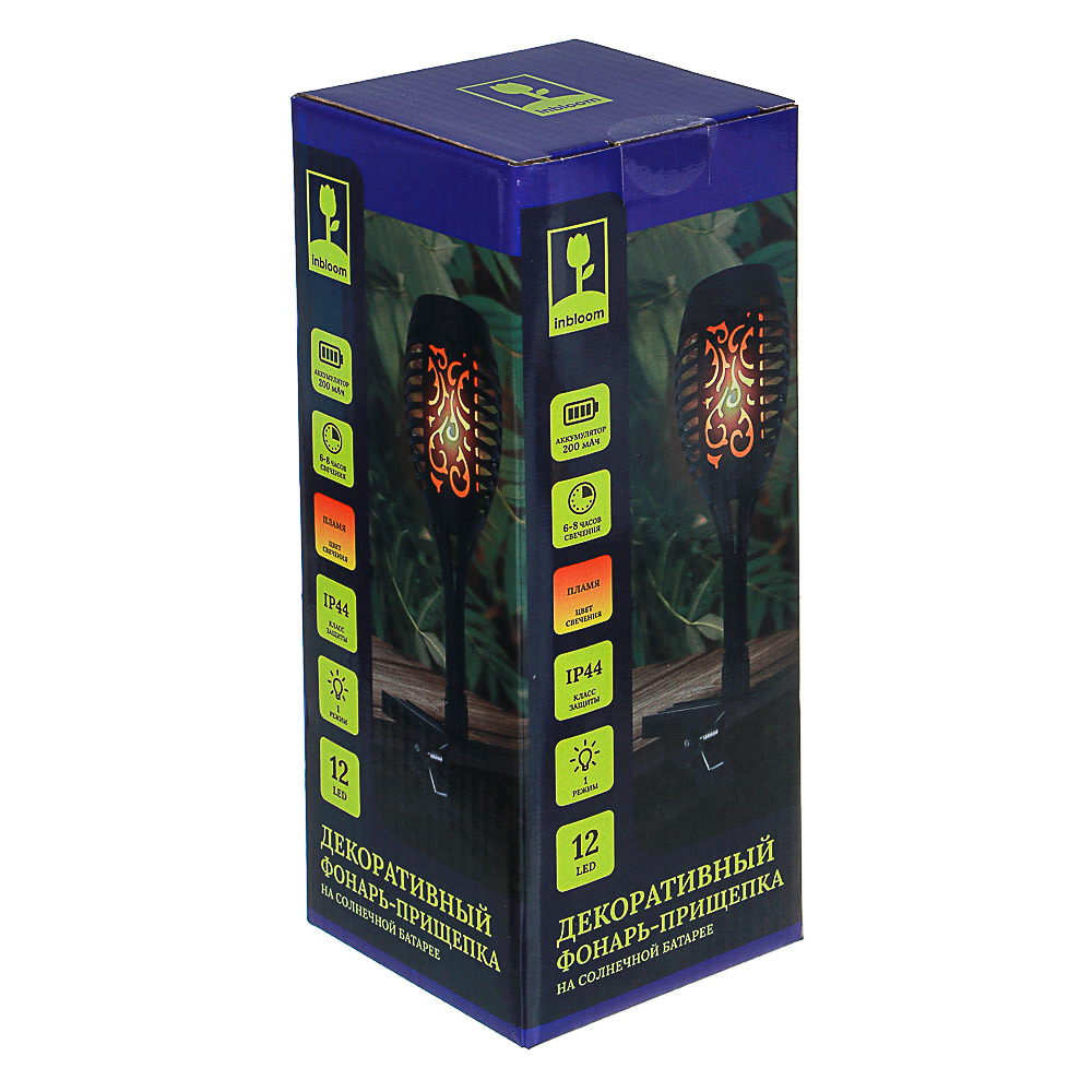 INBLOOM Фонарь-прищепка на солн батарее 22х7см, 12LED, желтый, 1реж, 1x1.2v 2/3AAA 200mAh Ni-MH, ABS - #10