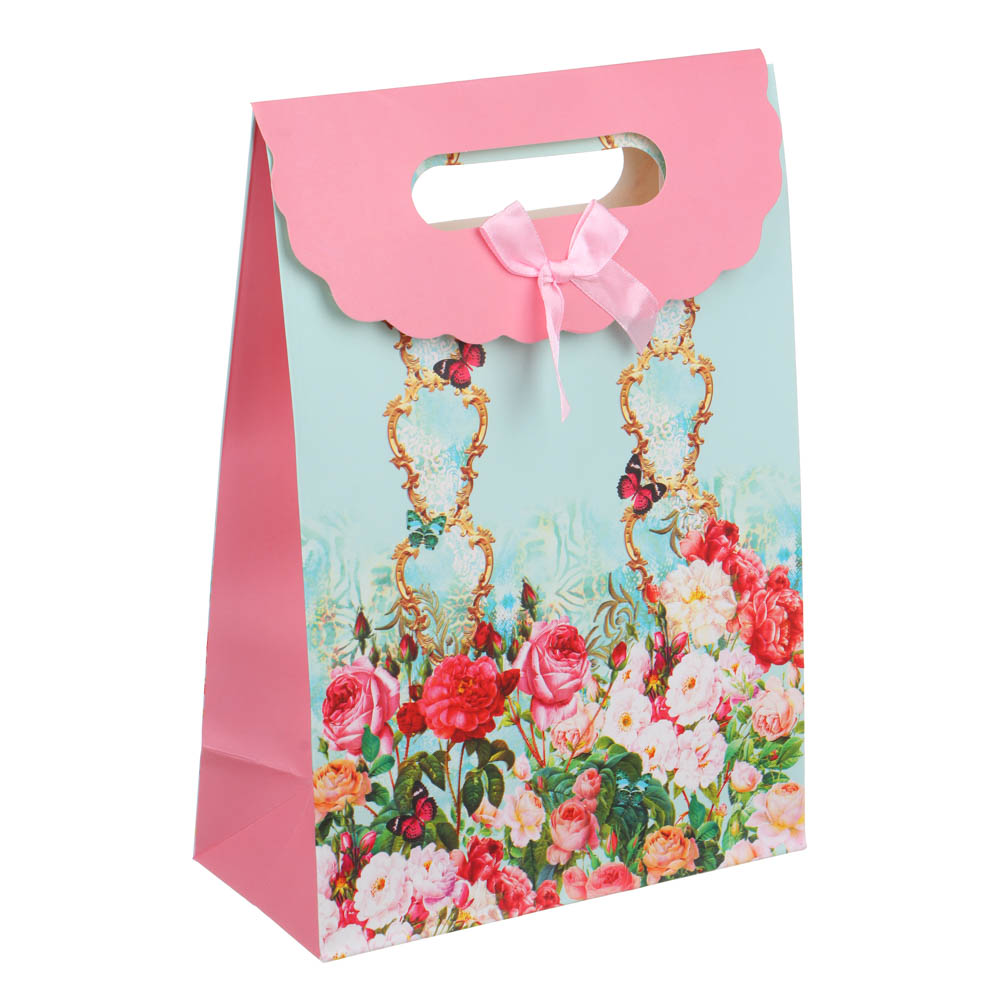 LADECOR Пакет-конверт, подарочный, с бантом, бумажный, 19x9x27 см, 4 дизайна, цветочный принт - #2