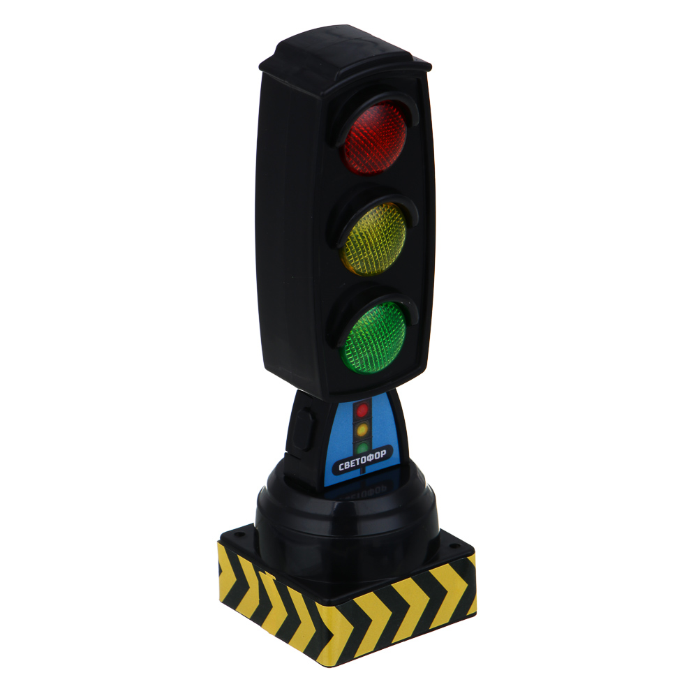 ИГРОЛЕНД Игровой набор "Светофор" с машинками,знаками, инерция,свет, звук, 3хLR44, РР, 22х19х5 см - #4