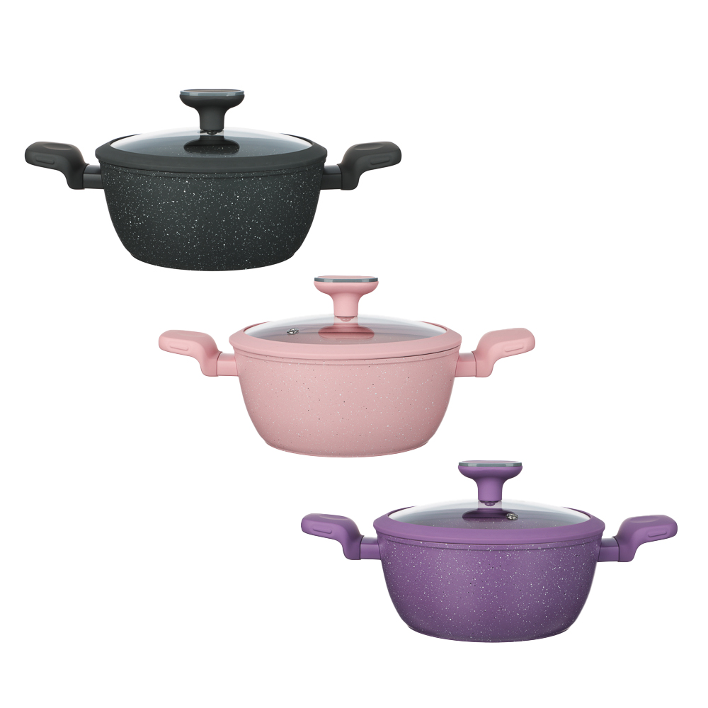 Кастрюля тм SATOSHI Ботаника 2,3л, d20х9см, антипригарное покрытие мрамор, индукция, 3 цвета - #1