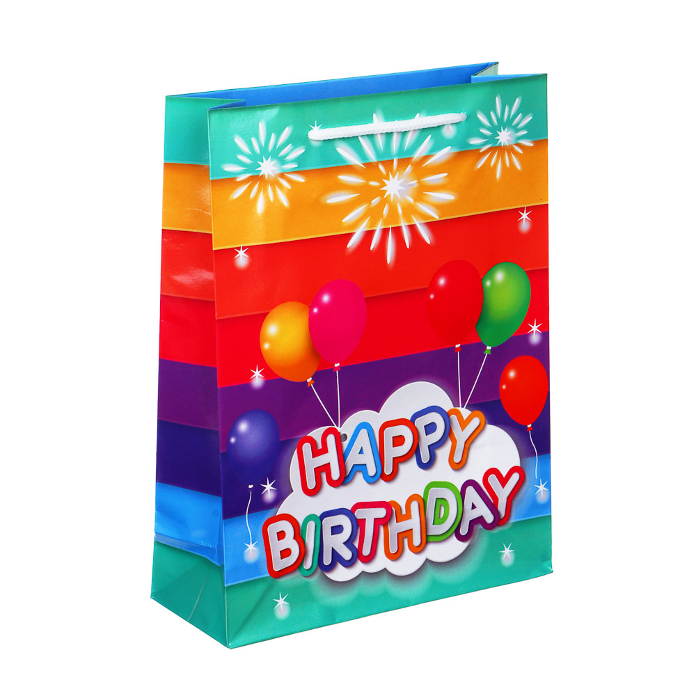 LADECOR Пакет подарочный бумажный, 18x24x7 см, 4 дизайна, С Днем Рождения, арт 1 - #2