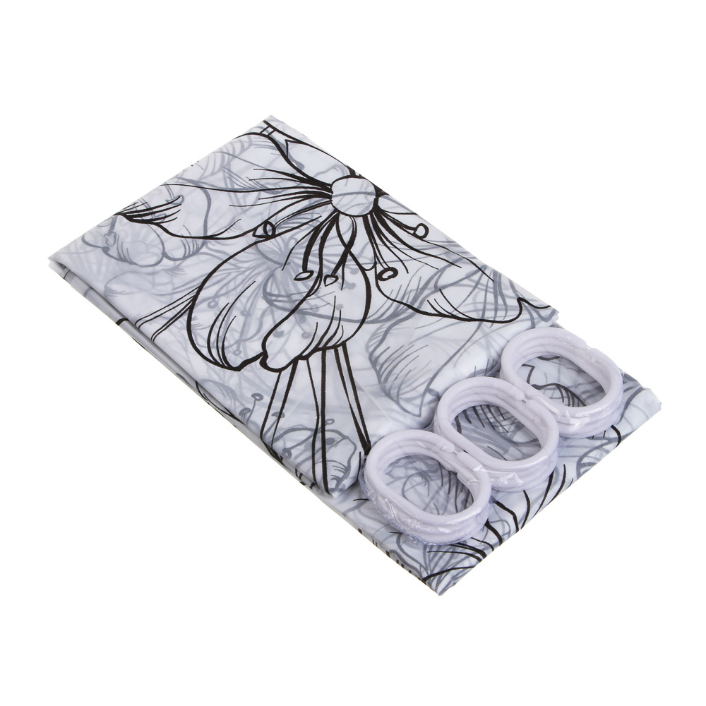 Шторка для ванной тм VETTA Цветы, ПЕВА 12 г/м2, 180x180 см, 1 дизайн - #2