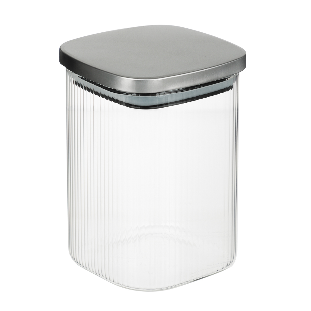 VETTA Рельеф Банка для хранения с металлической крышкой 1000мл, 14х10см, стекло - #1