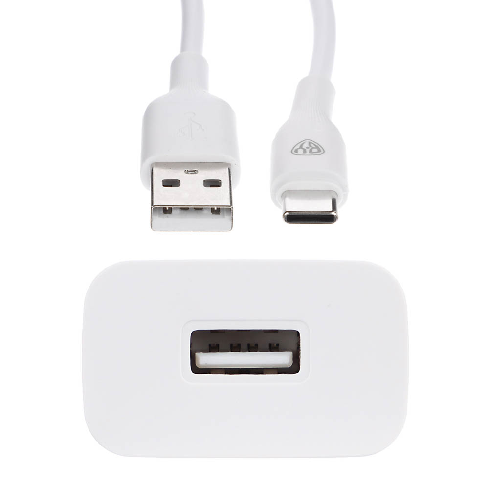 BY Комплект СЗУ Usual 10Вт, USB-A + кабель Type-C, 2А, 100см, 110-240В, 50-60Гц,пластик,белый - #4