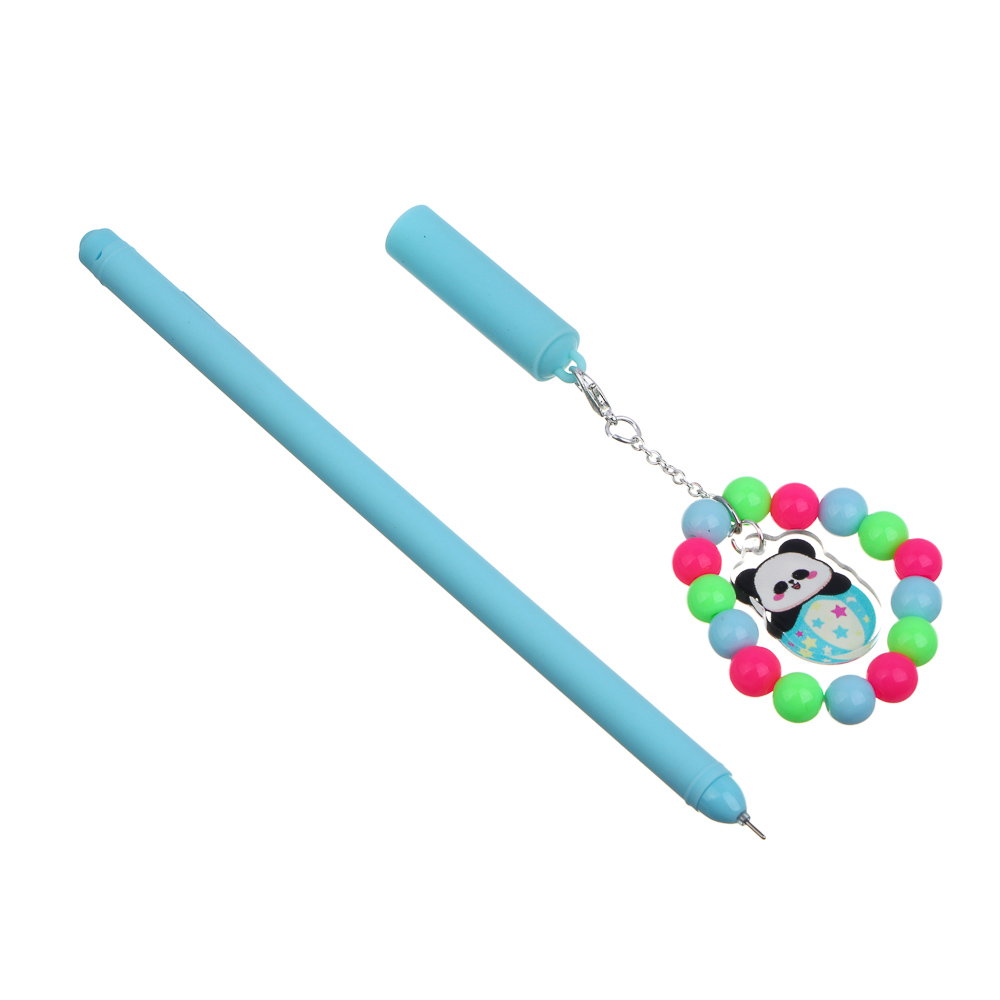 Ручка гелевая черная, с браслетом и фигуркой панды, 4 дизайна - #3