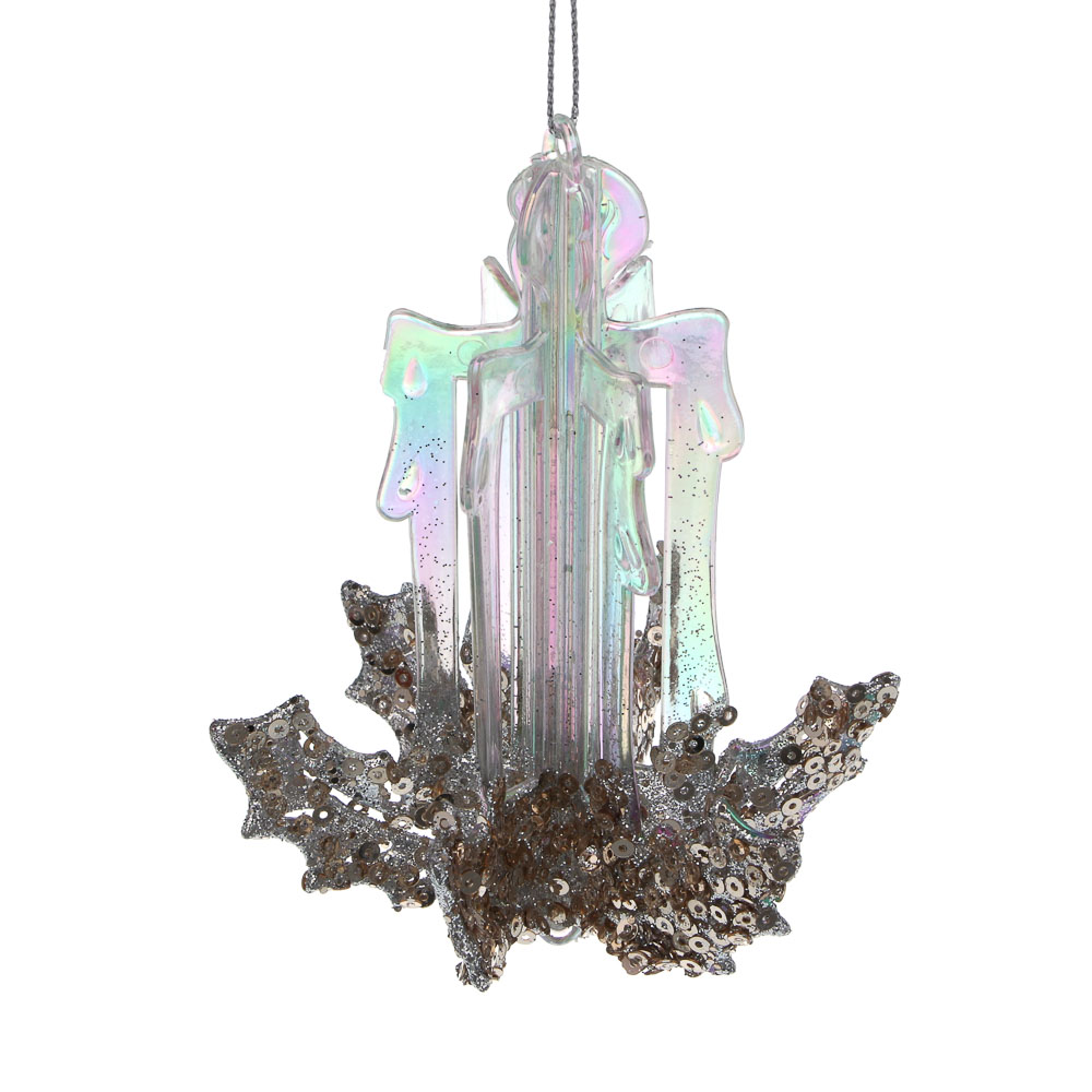 СНОУ БУМ Декоративная подвеска "Свеча" 12 см, пластик, глиттер - #2