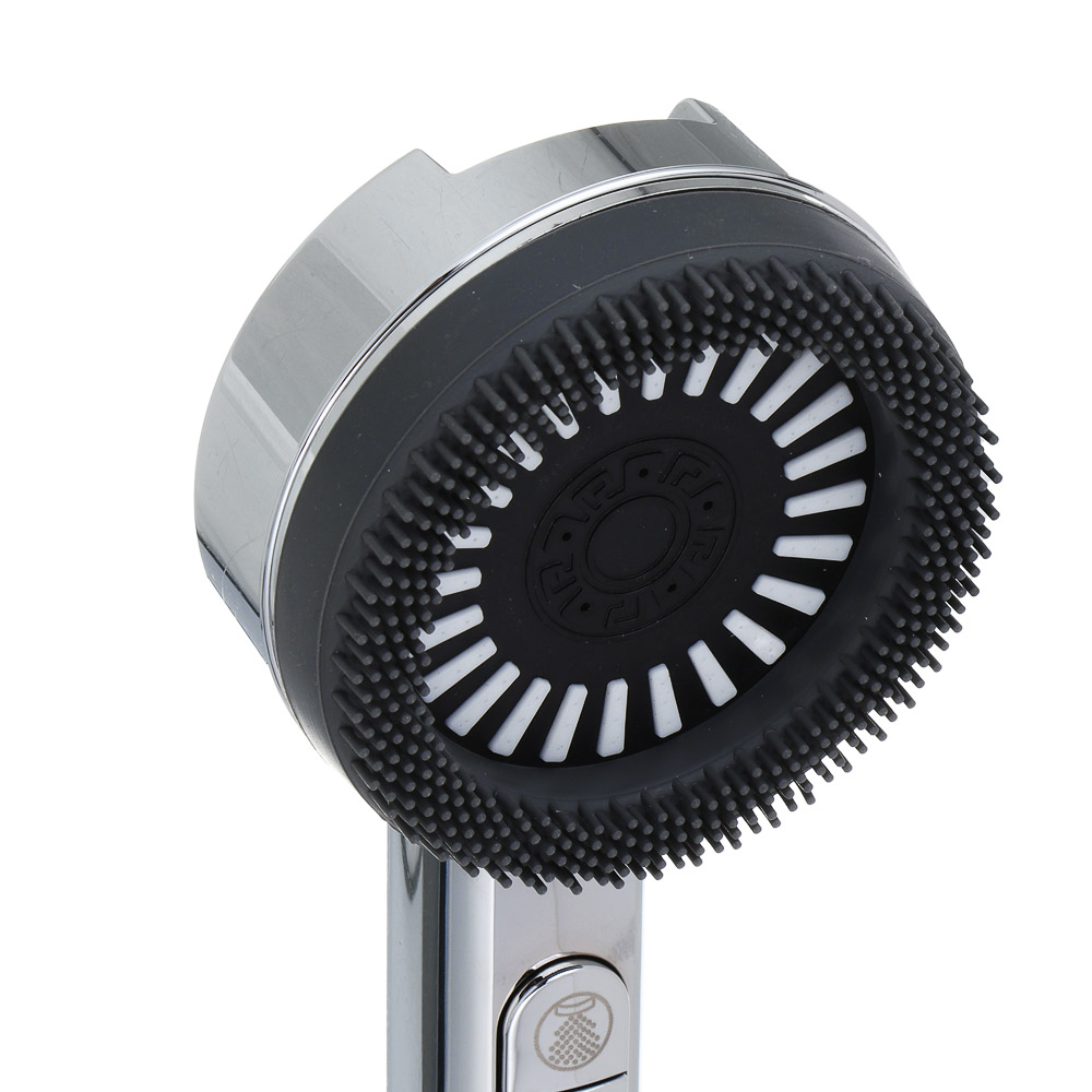 RAIN Лейка для душа, 4 режима, с массажными мягкими щеточками, фильтр, кнопка стоп, 90мм, хром - #3